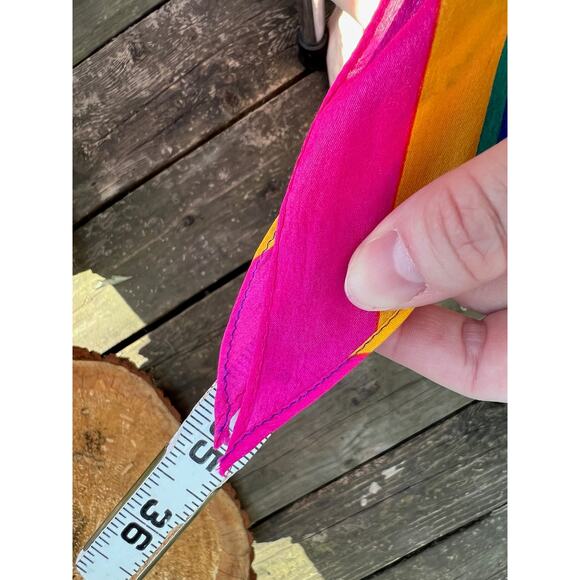 Liz Claiborne scarf oblong blue pink yellow - Picture 15 of 15